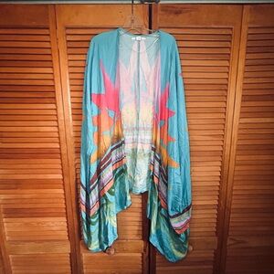 O'Neill aquamarine color CARMELITA KIMONO WOVEN coverup sz M/L